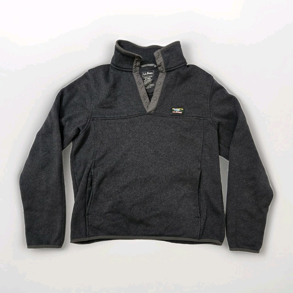 LL Bean Airlight Knit Pullover Mens Medium M Grey 1/4 T Snap Performance Sweater